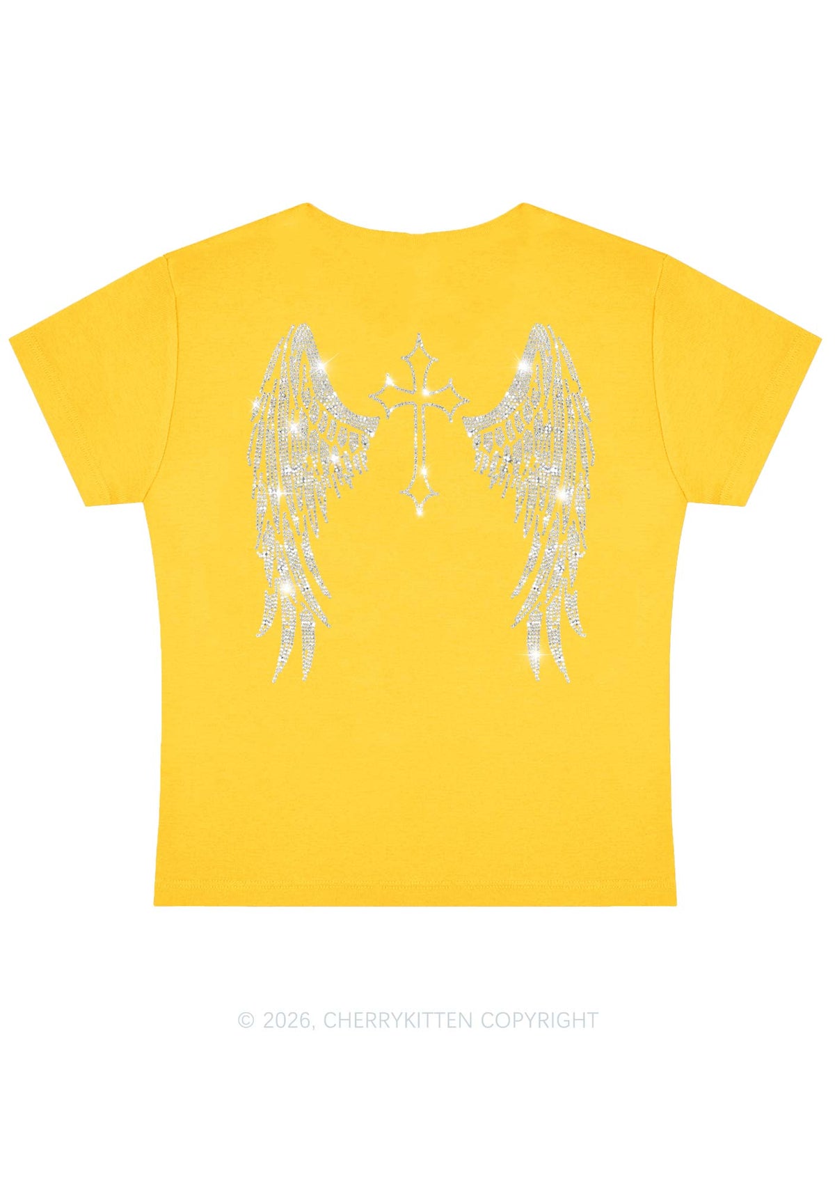 Rhinestone Halloween Angel Wings Y2K Baby Tee Cherrykitten