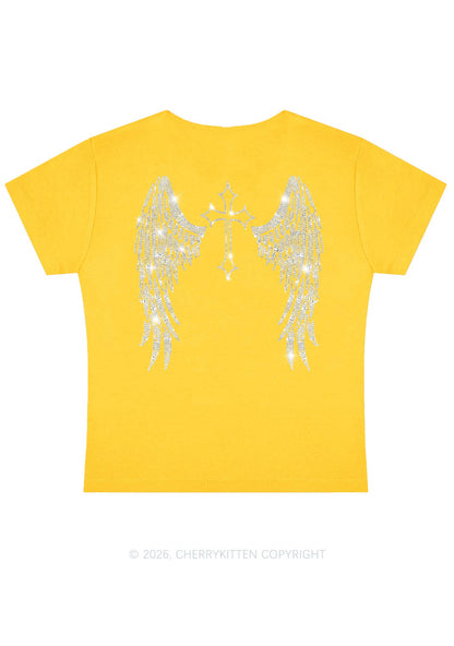 Rhinestone Halloween Angel Wings Y2K Baby Tee Cherrykitten