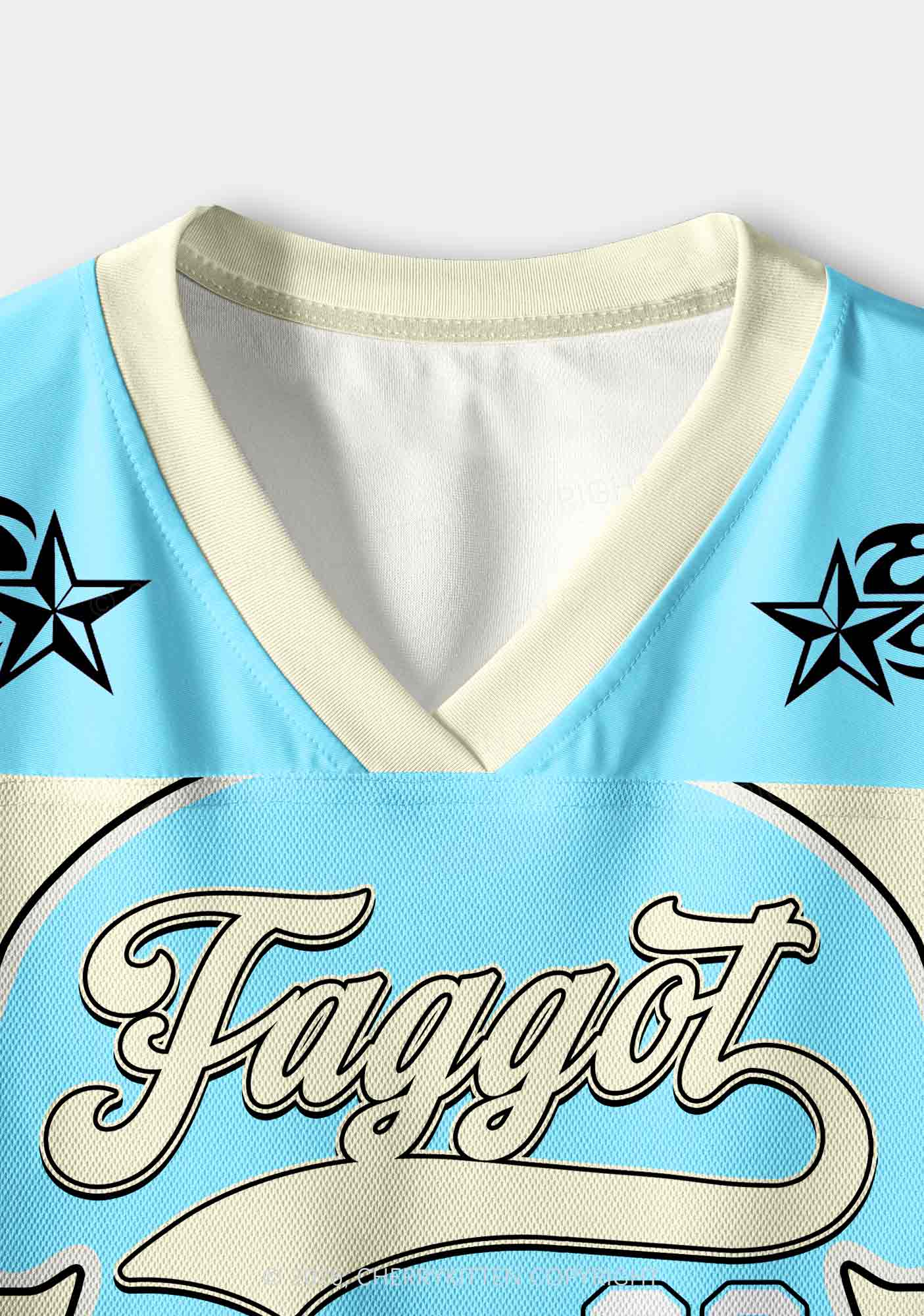 Light Blue Faggot Pride Y2K Crop Sport Jersey Shirts Cherrykitten