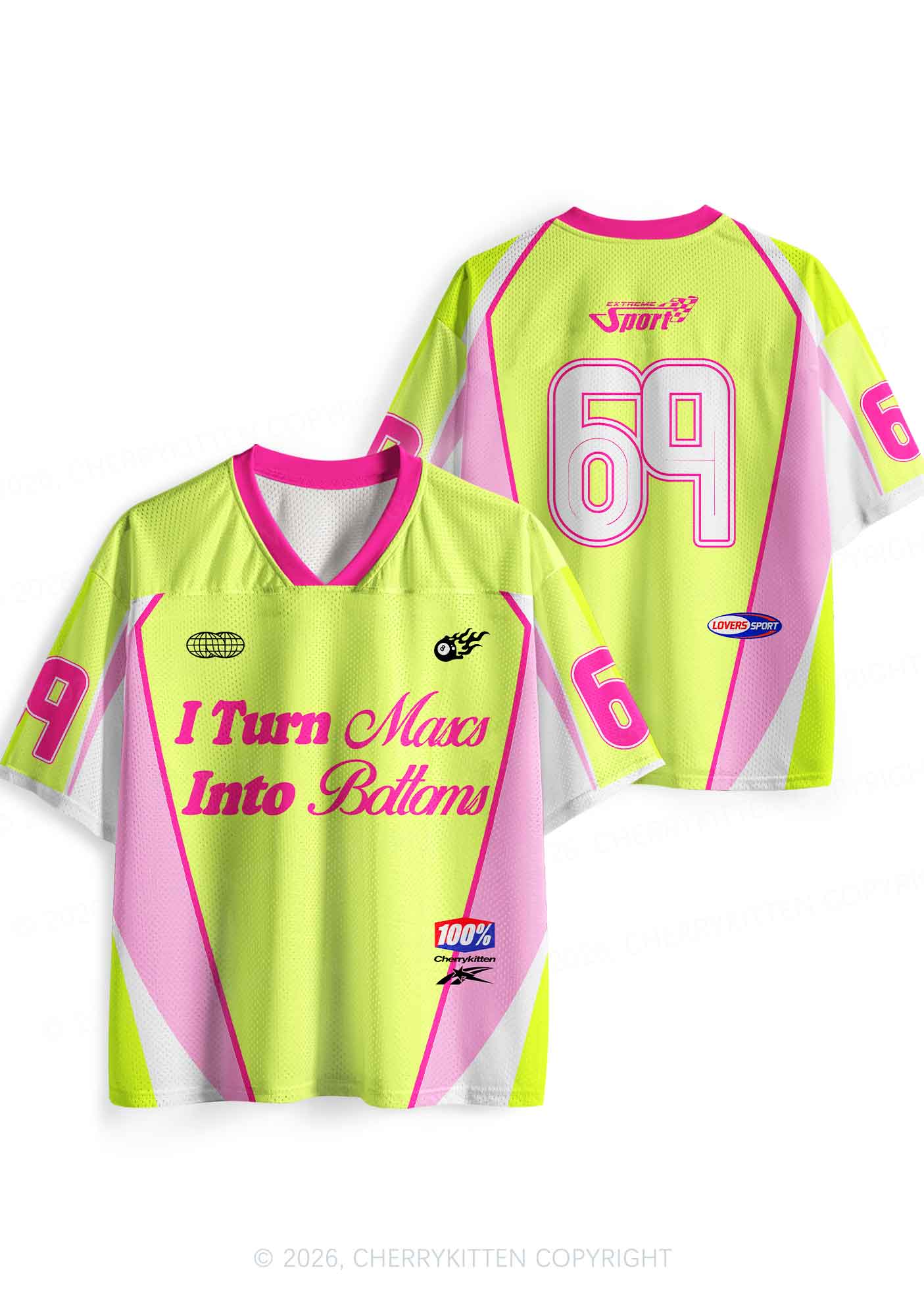 Lime Green Turn Mascs Into Bottoms Pride Y2K Sport Jersey Shirts Cherrykitten