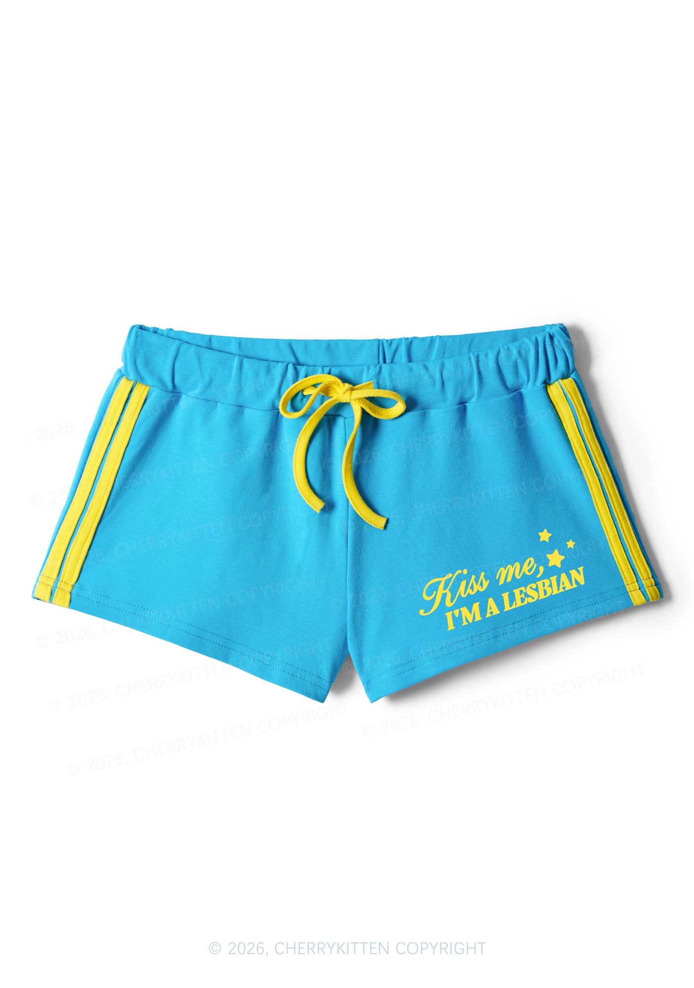 Kiss Me Im A Lesbian Pride Y2K Drawstring Mini Shorts Cherrykitten