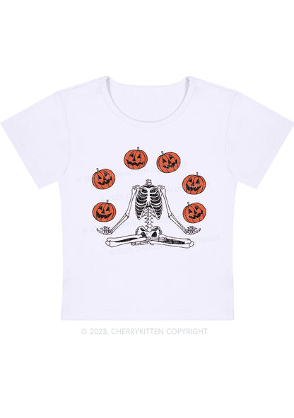 Halloween Pumpkin Head Skeleton Baby Tee Cherrykitten