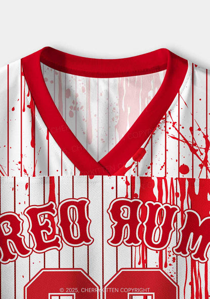 Halloween Custom Red Rum Blood Y2K Crop Sport Jersey Shirts Cherrykitten