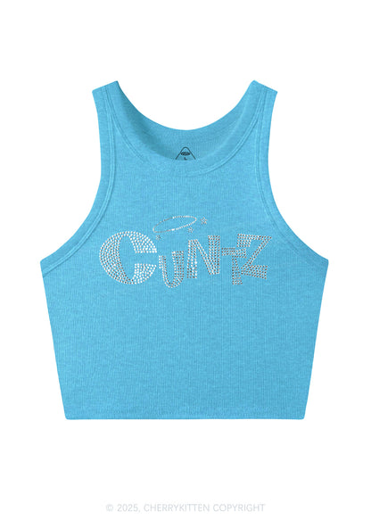 Rhinestone Cxntz Y2K Crop Tank Top Cherrykitten