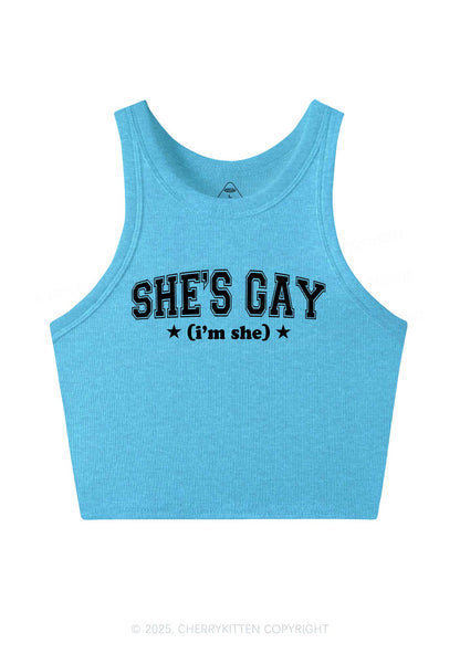 She Is Gay Y2K Crop Tank Top Cherrykitten