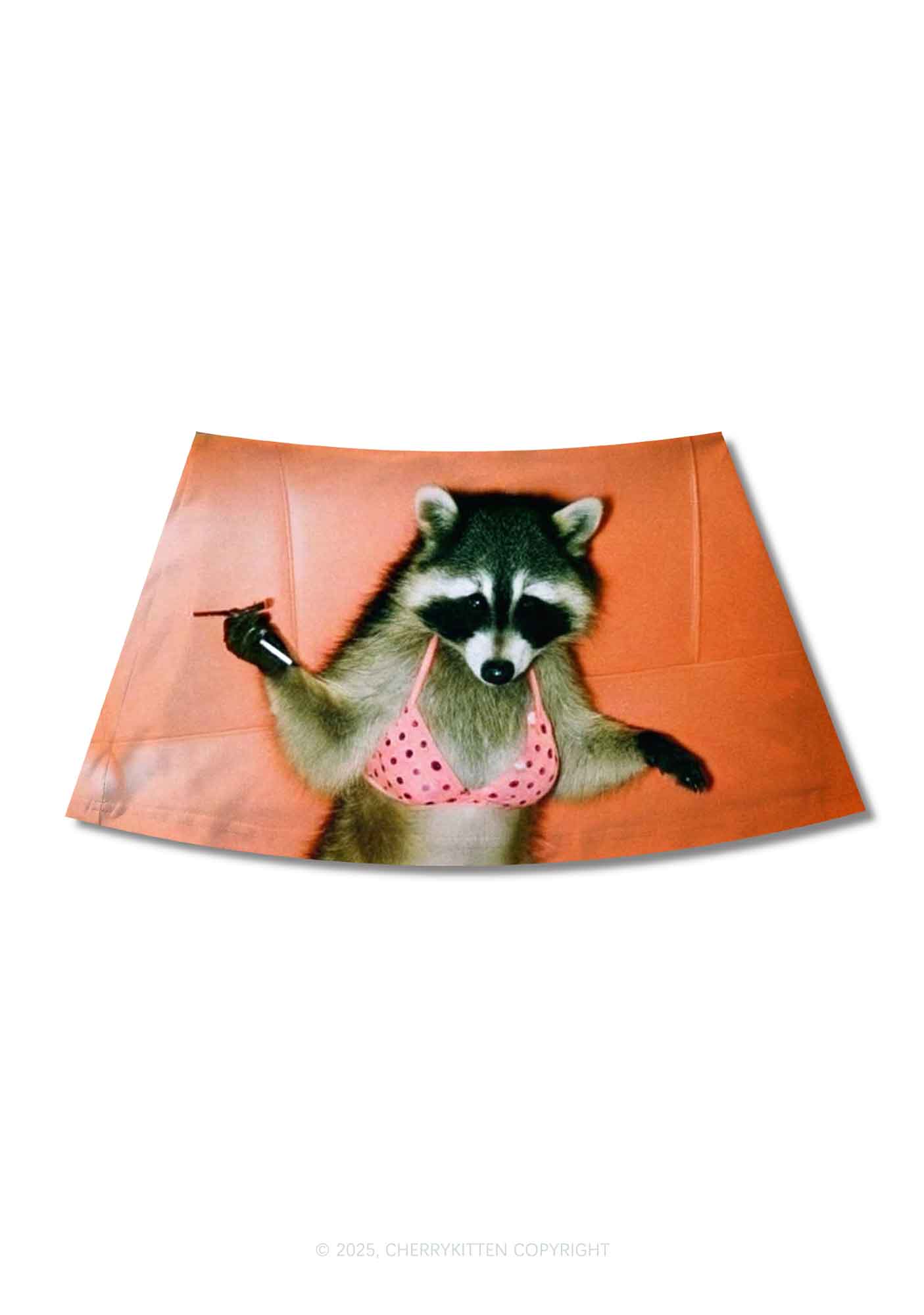 Bikini DJ Raccoon Y2K Print Mini Skirt Cherrykitten