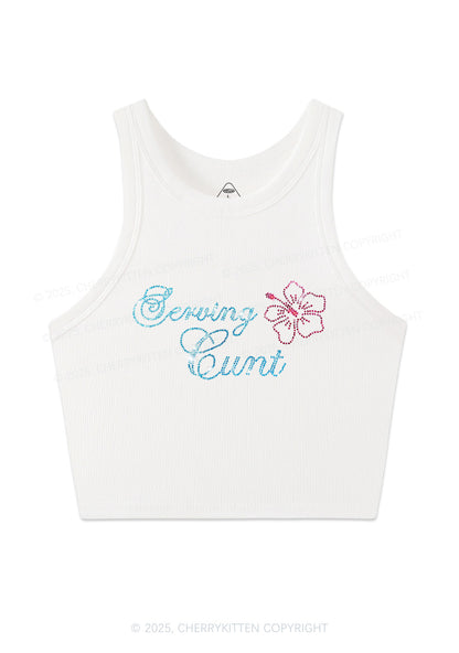 Rhinestone Serving Cxxt Y2K Crop Tank Top Cherrykitten