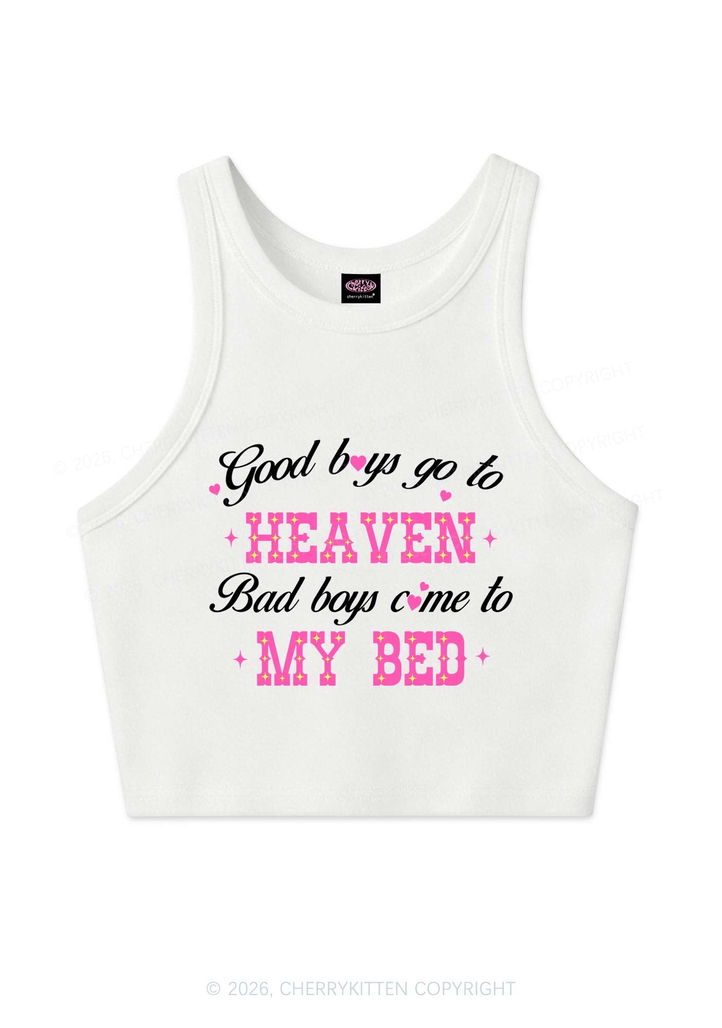 Bad Boys Come To My Bed Y2K Crop Tank Top Cherrykitten