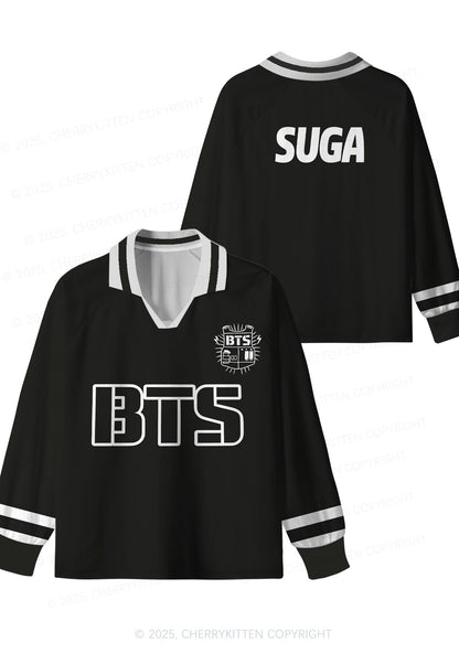 Black Kpop Members Y2K Long Sleeve Sport Jersey Shirts Cherrykitten