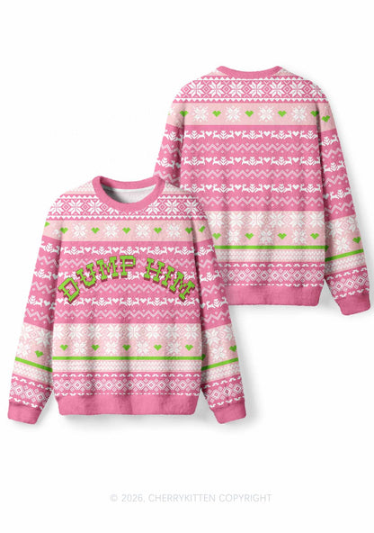 Dump Him Y2K Christmas Knit Sweatshirt Cherrykitten