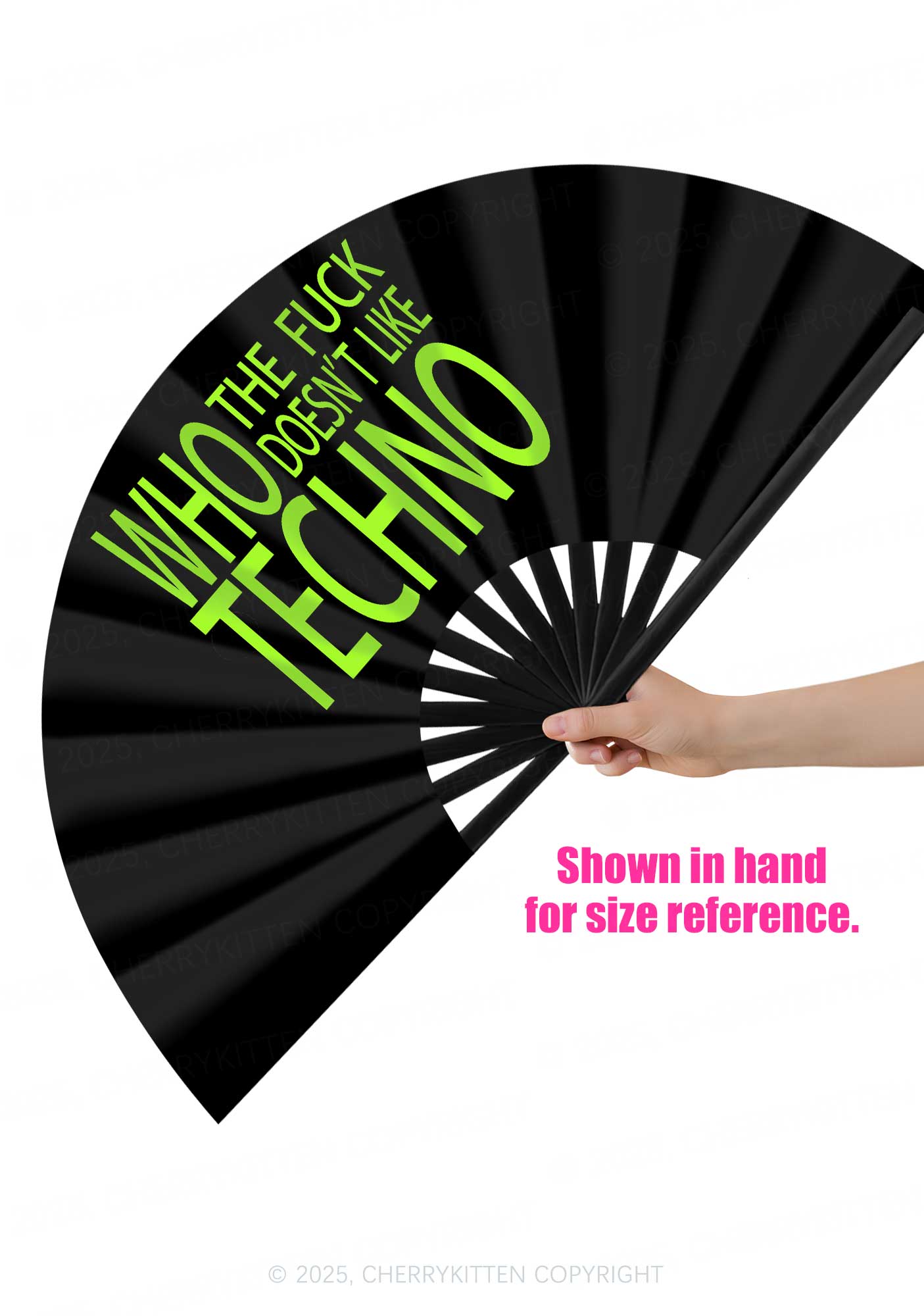 Who Doesnt Like Techno Y2K Rave Hand Fan Cherrykitten