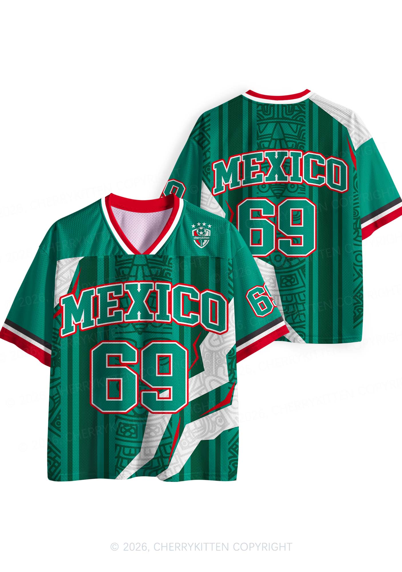 Custom Mexico Dark Green Striped Y2K Sport Jersey Shirts Cherrykitten