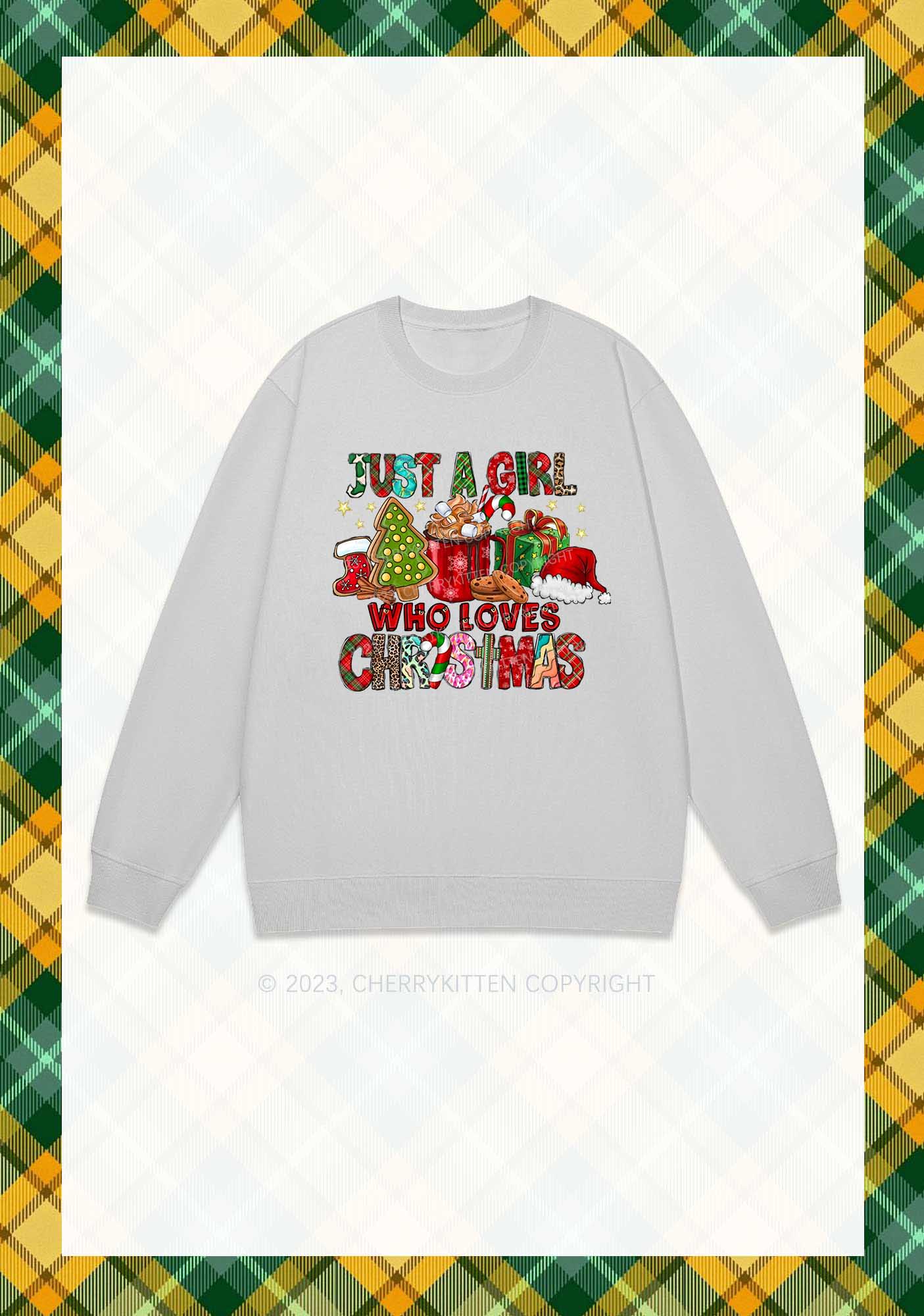 Just A Girl Who Loves Christmas Y2K Sweatshirt Cherrykitten