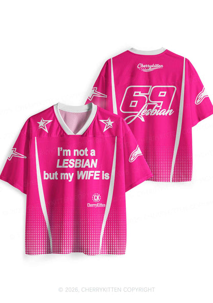 Im Not Lesbian But My Wife Is Pride Y2K Sport Jersey Shirts Cherrykitten