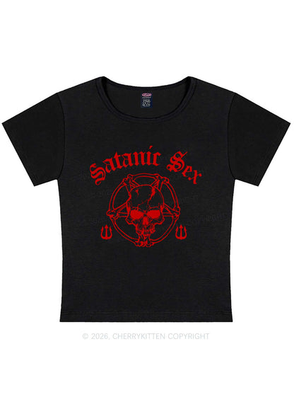 Halloween Satanic Sx Skull Y2K Baby Tee Cherrykitten