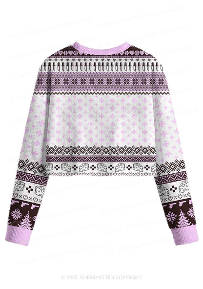 Smoking Rats Y2K Christmas Crop Knit Sweatshirt Cherrykitten