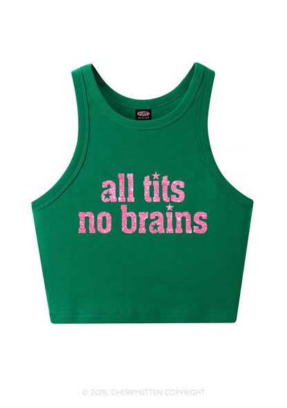 Glitter All Txts No Brains Y2K Crop Tank Top Cherrykitten