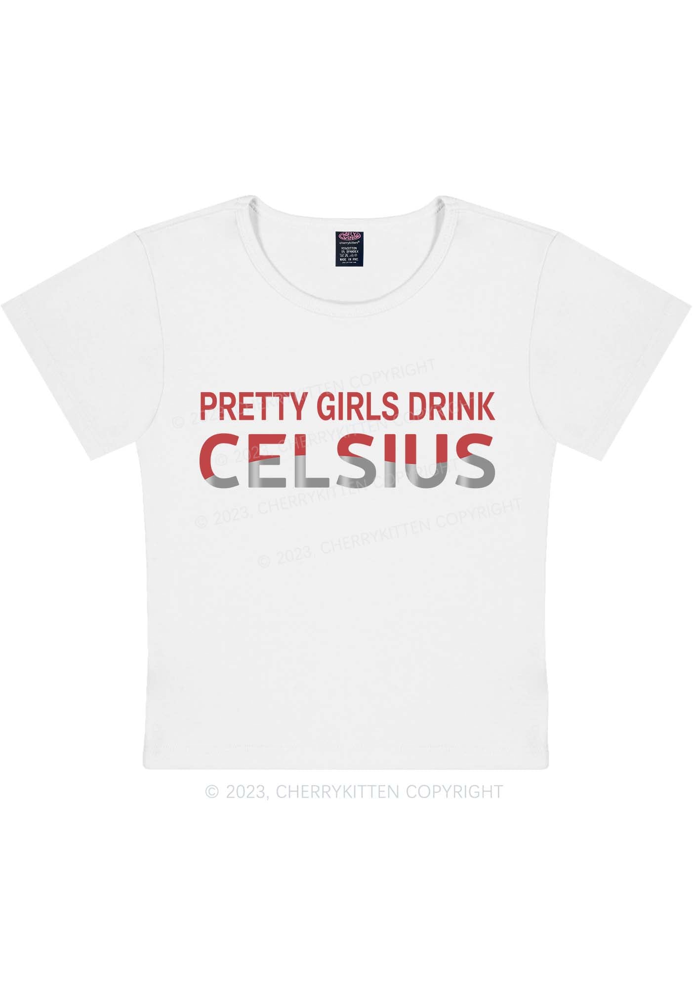 Curvy Pretty Girls Drink Celsius Y2K Baby Tee Cherrykitten