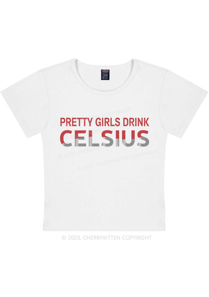 Curvy Pretty Girls Drink Celsius Y2K Baby Tee Cherrykitten
