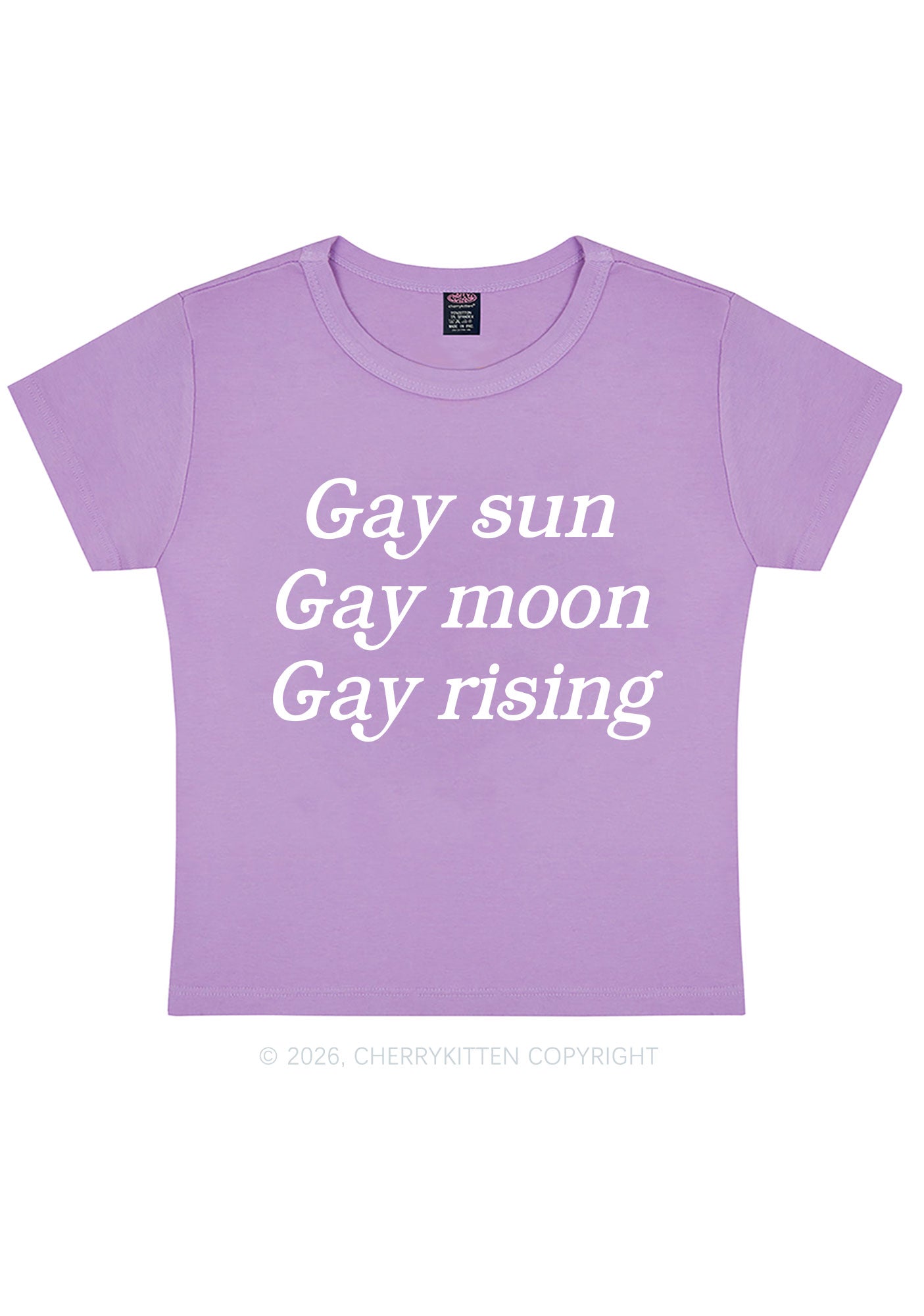 Gay Sun Moon Rising Pride Y2K Baby Tee Cherrykitten