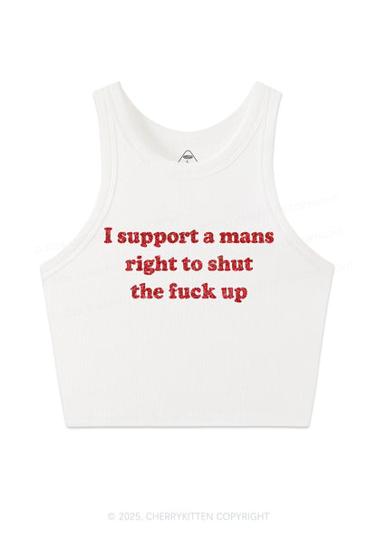 Glitter I Support A Mans Right Y2K Crop Tank Top Cherrykitten