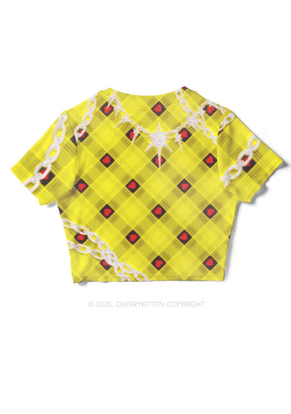Star Chain and Hearts Y2K Mesh Crop Top Cherrykitten