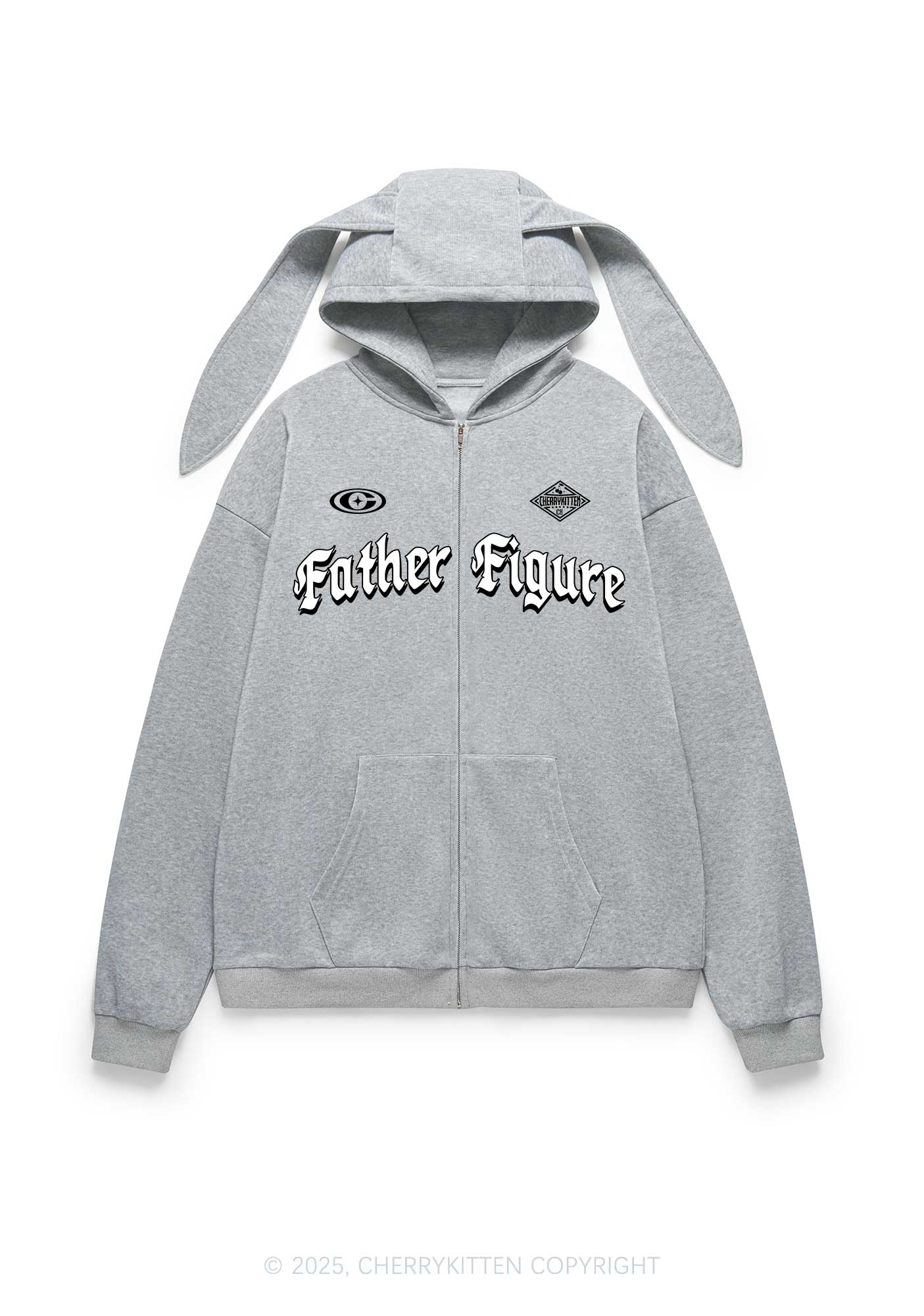 Father Figure Y2K Bunny Ear Zip Hoodie Cherrykitten