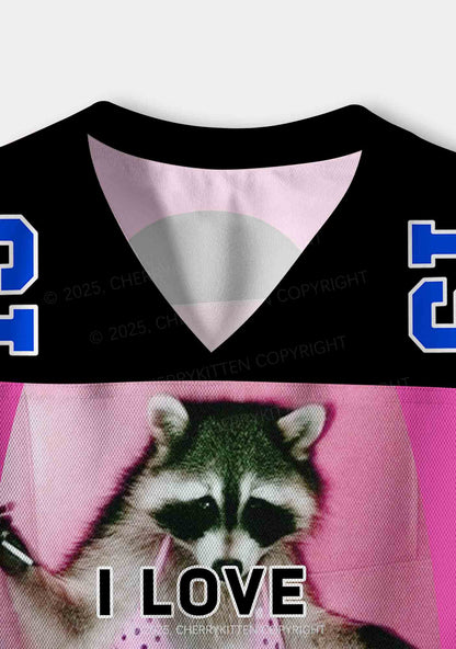 Custom I Love Techno Slxts Y2K Crop Sport Jersey Shirts Cherrykitten