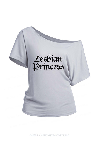 Lesbian Princess Pride Y2K Off Shoulder Tee Cherrykitten