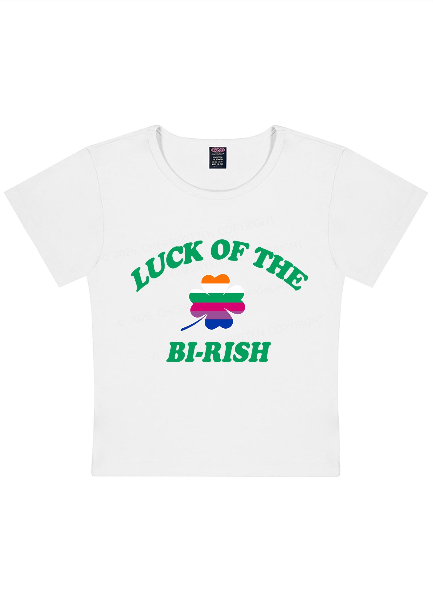 Luck Of The Bi Rish St Patricks Y2K Baby Tee Cherrykitten