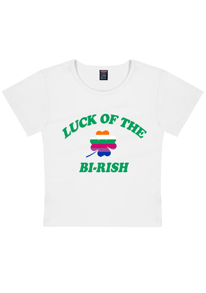 Luck Of The Bi Rish St Patricks Y2K Baby Tee Cherrykitten