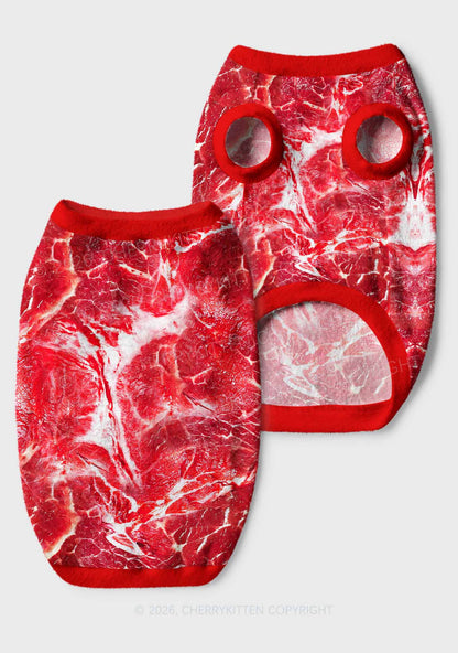 Beef Steak Texture Y2K Pet Knit Sweatshirt Cherrykitten