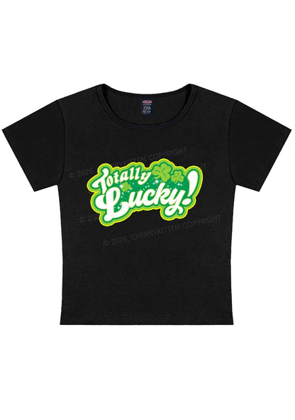 Totally Lucky St Patricks Y2K Baby Tee Cherrykitten