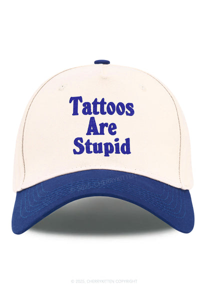 Embroidered Tattoos Are Stupid Y2K Color Block Baseball Cap Cherrykitten
