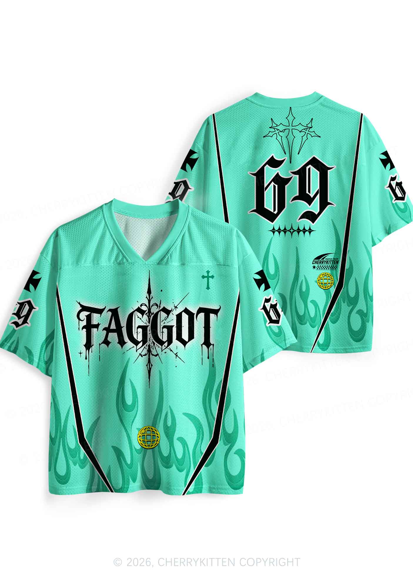 Mint Green Gothic Faggot Pride Y2K Sport Jersey Shirts Cherrykitten