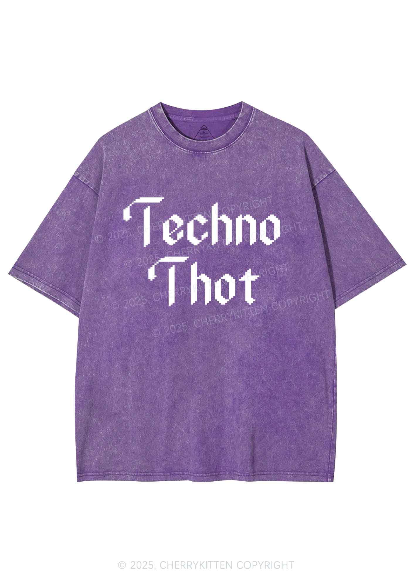 Techno Thot Y2K Shirts Washed Tee Cherrykitten