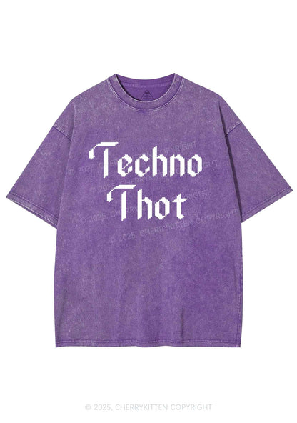 Techno Thot Y2K Shirts Washed Tee Cherrykitten