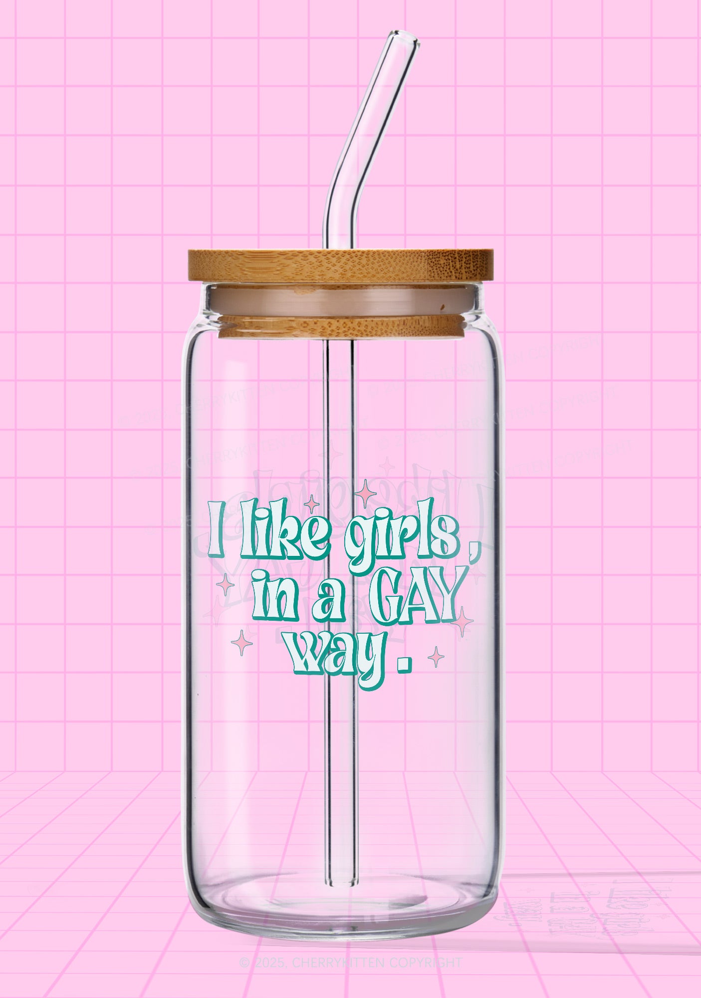 Like Girls In Gay Way Pride Printed Glass Cup Cherrykitten