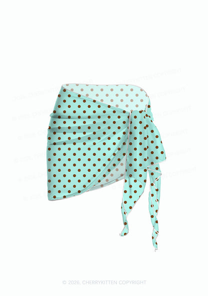 Brown Dots On Mint Green Y2K Print Bikini Set Cherrykitten