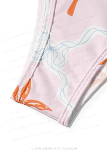 Pink Palm Y2K Print Bikini Set Cherrykitten
