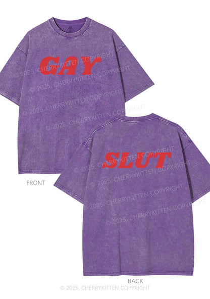 Gay Slxt Two Sides Pride Y2K Shirts Washed Tee Cherrykitten