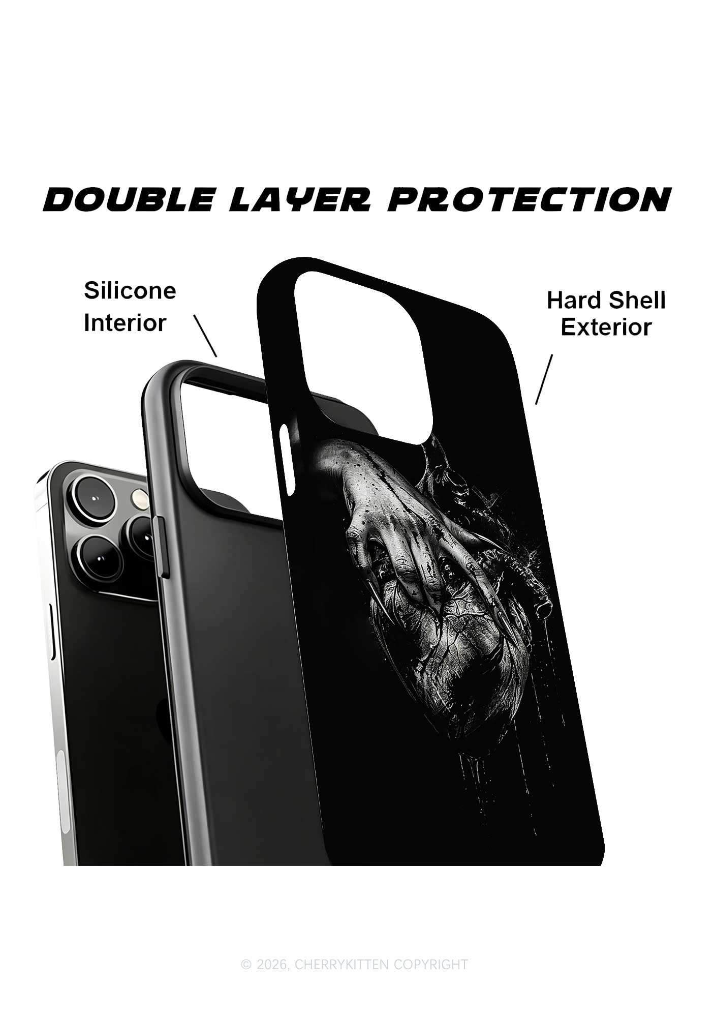 Halloween Monster Hand Bleeding Heart Y2K Phone Case Cherrykitten