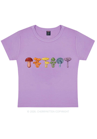 Rainbow Mushroom Pride Y2K Baby Tee Cherrykitten