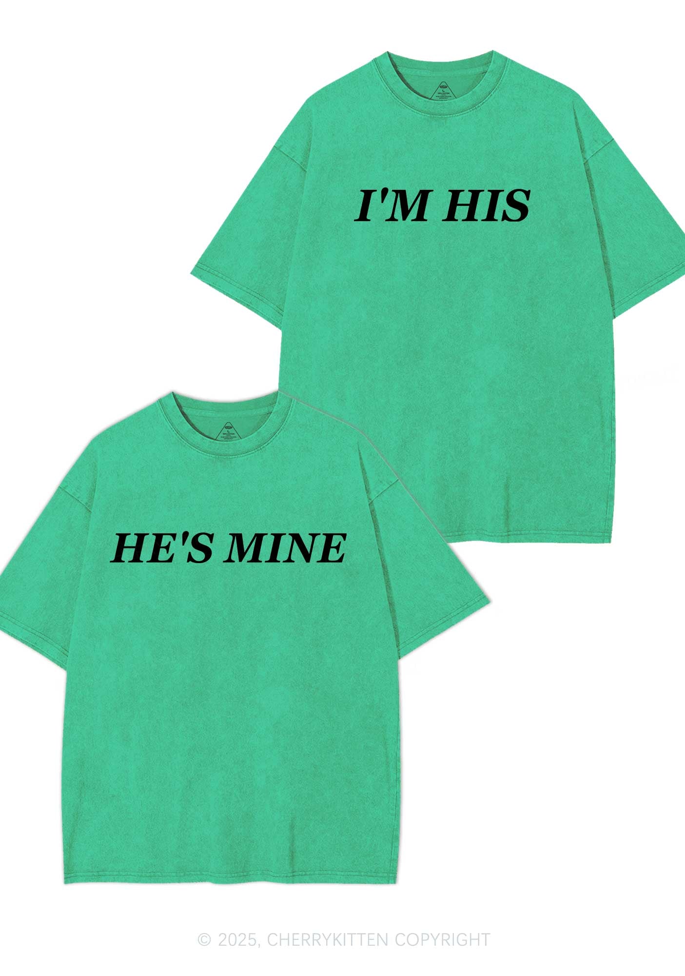 Hes Mine Im His Y2K Valentine's Day Washed Tee Cherrykitten