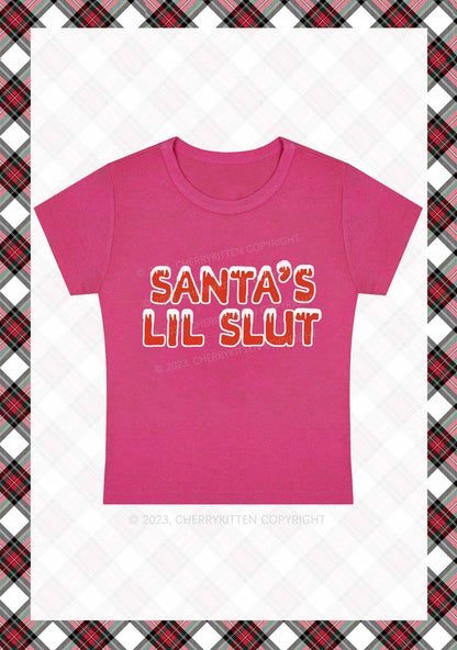 Santa's Lil Slxt Christmas Y2K Baby Tee Cherrykitten