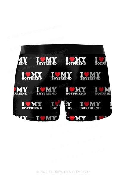 I Love My Boyfriend Valentine's Day Y2K Print Couples Boxer Briefs Set Cherrykitten