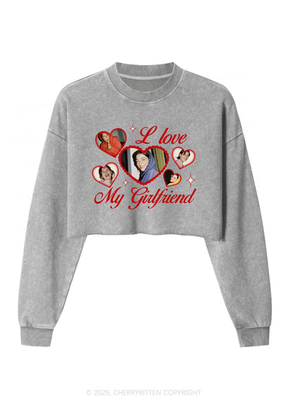 Custom Boyfriend Photos Y2K Crop Washed Sweatshirts Cherrykitten