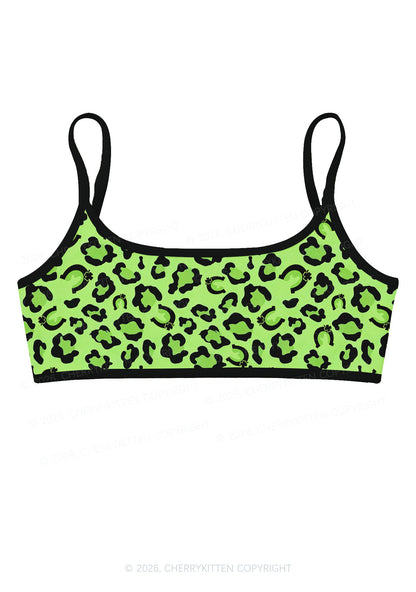 Fluorescent Green Leopard St Patricks Y2K Print Super Crop Cami Cherrykitten
