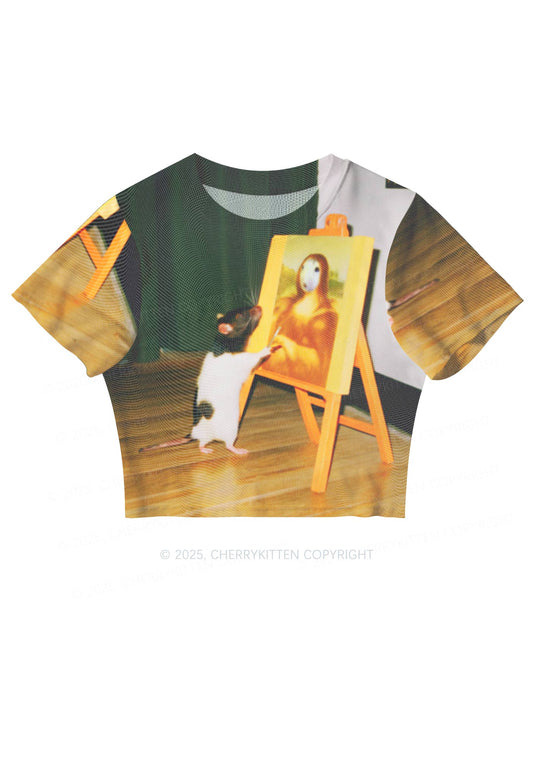 Painting Ratz Y2K Mesh Crop Top Cherrykitten