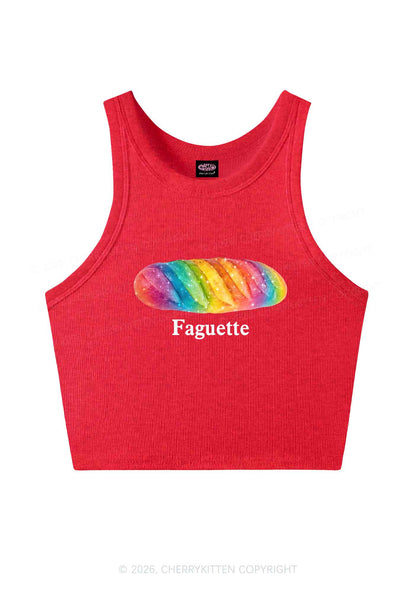 Rainbow Faguette Pride Y2K Crop Tank Top Cherrykitten
